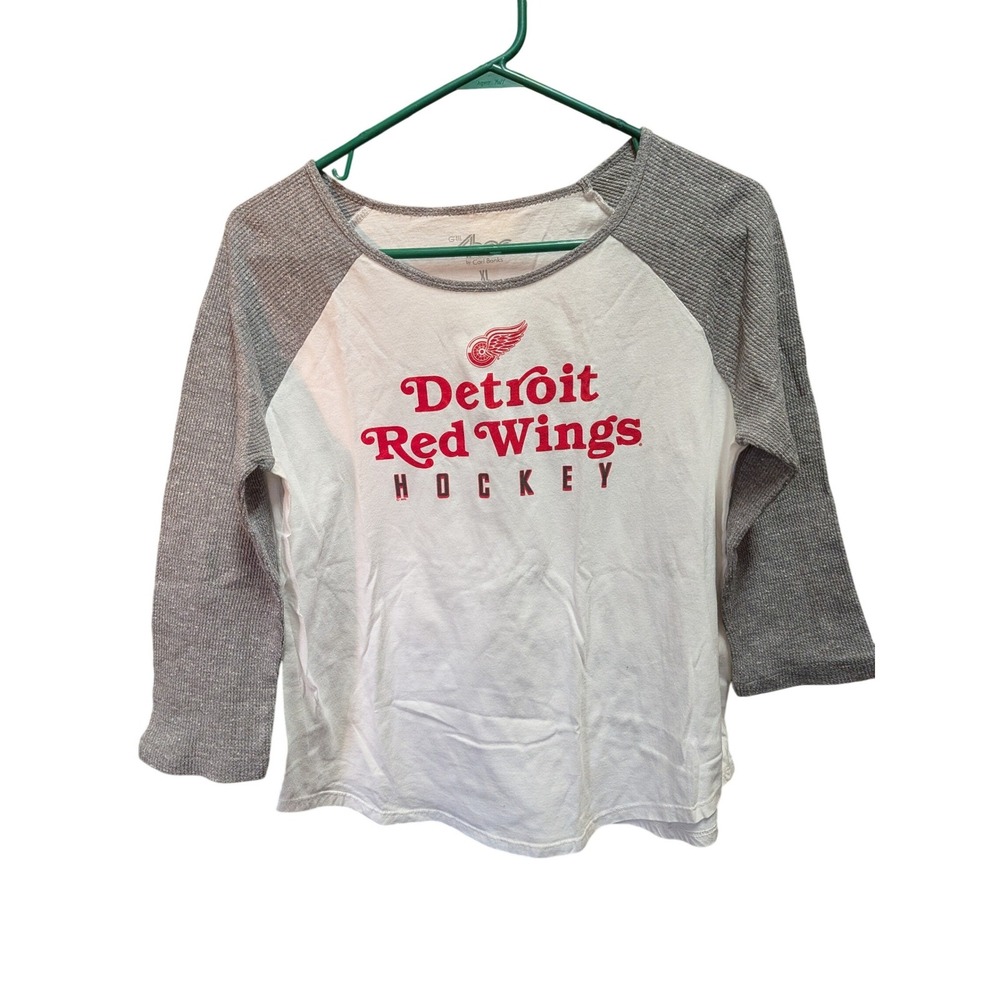 G-III 4Her by Carl Banks Womens XL Baseball Tee Grey White Raglan 3/4 Sleeve Top